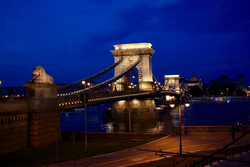 Chain bridge at night